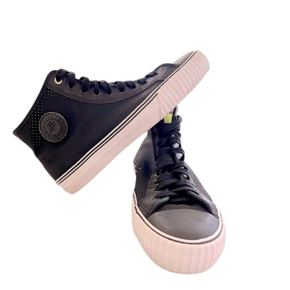 P.F. FLYERS - BLACK WHITE LIME GREEN “CENTER HI 1993” SNEAKERS - Picture 2 of 9